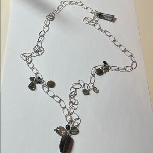 NWT Banana Republic silver chain necklace with hanging crystals and beads